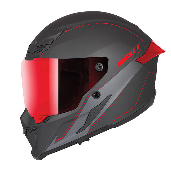 Casque Intégral de Moto RKT 240 Solar Flare Noir Mat/Rouge