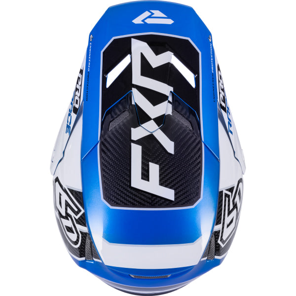 Casque de Motocross 6D ATR-3 Carbone Noir/Bleu/Blanc de dessus