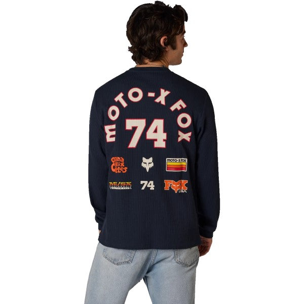 Chandail Circa 74 Thermal Bleu/Orange essayage de dos