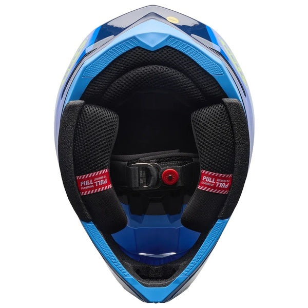 Casque de Motocross Moto-10 Mips Bleu/Vert de dessous