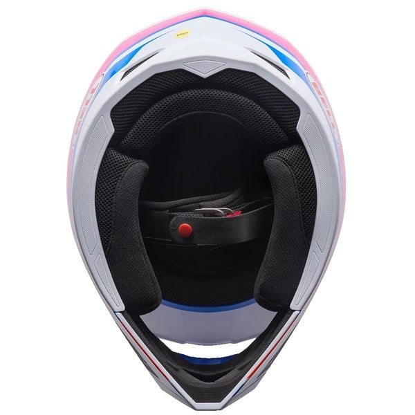 Casque de Motocross MX-10 MIPS Blanc/Bleu de dessous