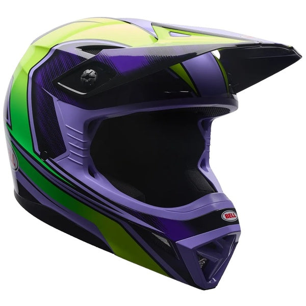 Casque de Motocross MX-10 MIPS Mauve/Vert incliné de face