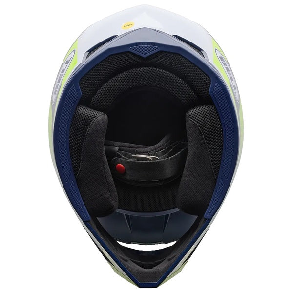 Casque de Motocross MX-10 Mips Junior Jaune/Bleu de dessous