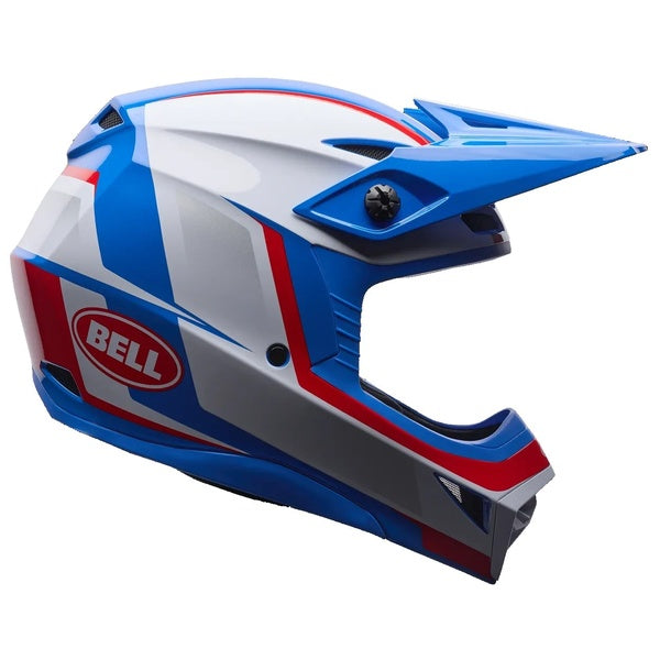 Casque de Motocross MX-10 Mips Junior Bleu/Blanc/Rouge de gauche