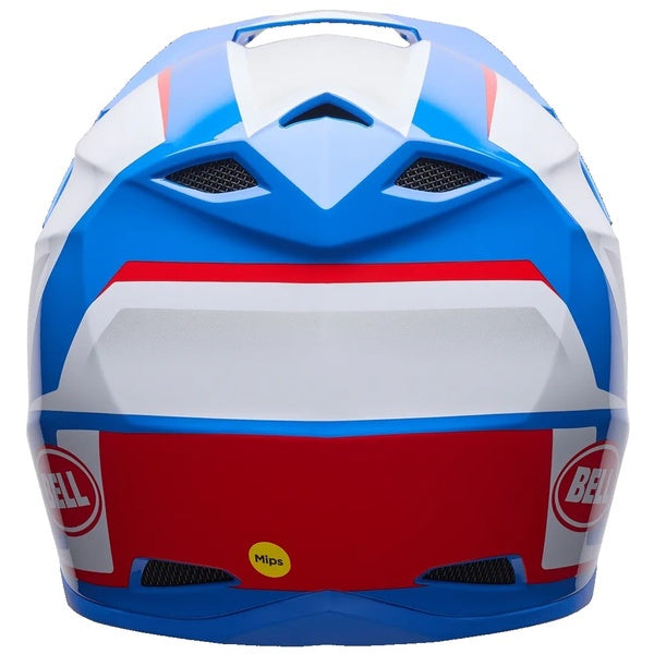 Casque de Motocross MX-10 Mips Junior Bleu/Blanc/Rouge de dos