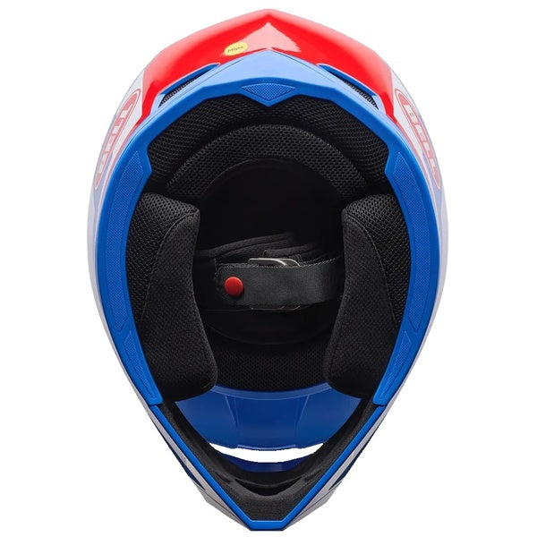 Casque de Motocross MX-10 Mips Junior Bleu/Blanc/Rouge de dessous