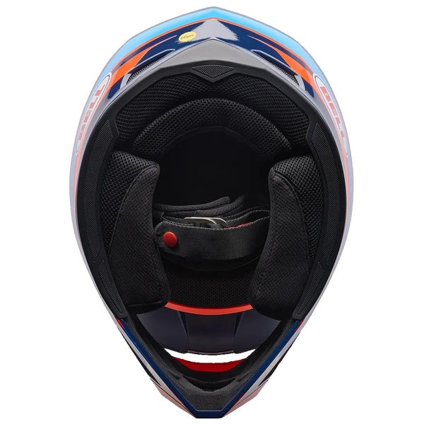 Casque de Motocross MX-10 Mips Junior Bleu/Orange de dessous