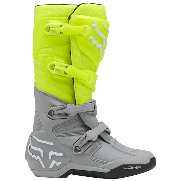 Bottes de Motocross Comp Gris/Jaune paire de droite
