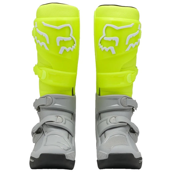 Bottes de Motocross Comp Gris/Jaune en paire de face