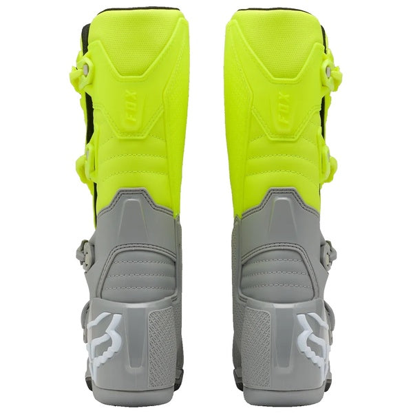 Bottes de Motocross Comp Gris/Jaune en paire de dos