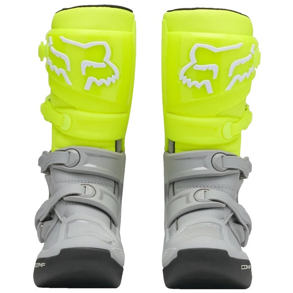 Bottes de Motocross Comp Junior Gris/Jaune en paire de face