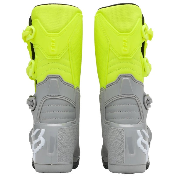 Bottes de Motocross Comp Junior Gris/Jaune en paire de dos