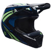 Casque de Motocross V1 Draft Bleu/Vert incliné de face
