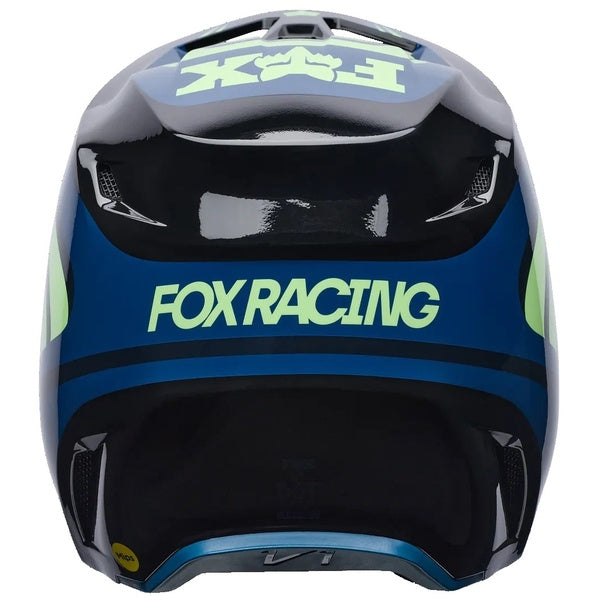Casque de Motocross V1 Draft Bleu/Vert de dos