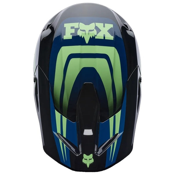 Casque de Motocross V1 Draft Bleu/Vert de dessus