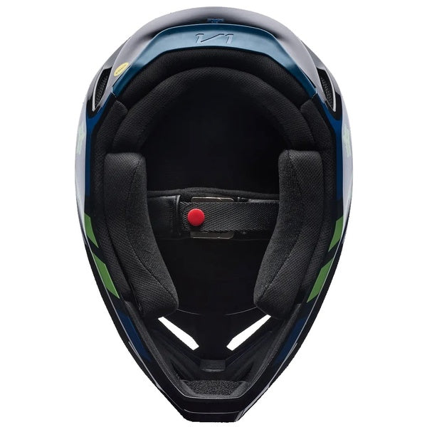 Casque de Motocross V1 Draft Bleu/Vert de dessous