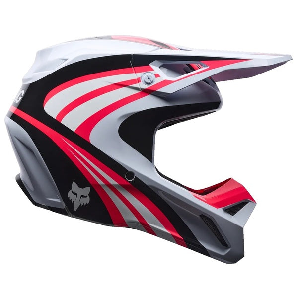 Casque de Motocross V1 Draft Junior Gris/Rouge de gauche