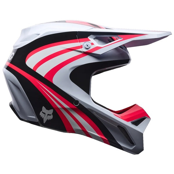 Casque de Motocross V1 Draft Gris/Rouge de gauche