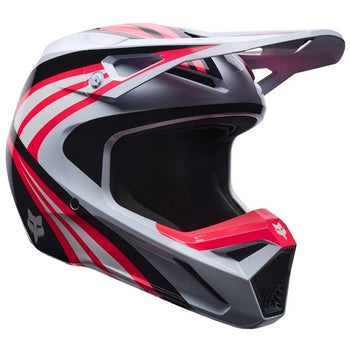 Casque de Motocross V1 Draft Junior Gris/Rouge incliné de face