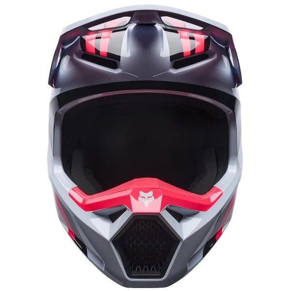 Casque de Motocross V1 Draft Junior Gris/Rouge de face