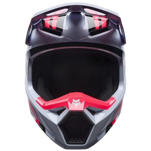Casque de Motocross V1 Draft Gris/Rouge de face
