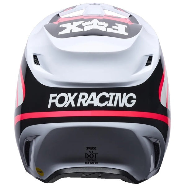 Casque de Motocross V1 Draft Gris/Rouge de dos