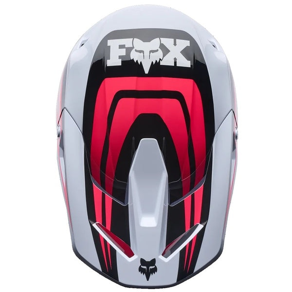 Casque de Motocross V1 Draft Gris/Rouge de dessus