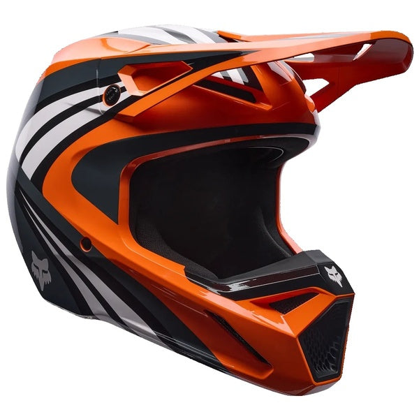 Casque de Motocross V1 Draft Junior Orange/Noir incliné de face