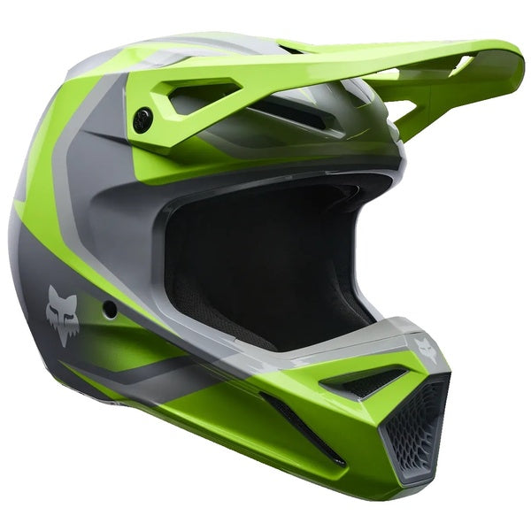 Casque de Motocross V1 Frame Junior Gris/Vert incliné de face