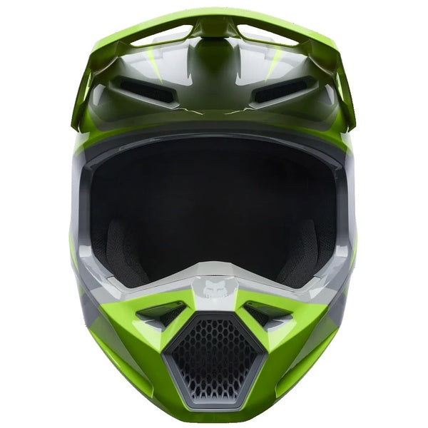 Casque de Motocross V1 Frame Gris/Vert de face