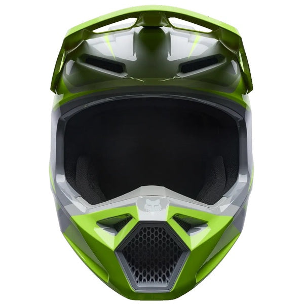 Casque de Motocross V1 Frame Junior Gris/Vert de face