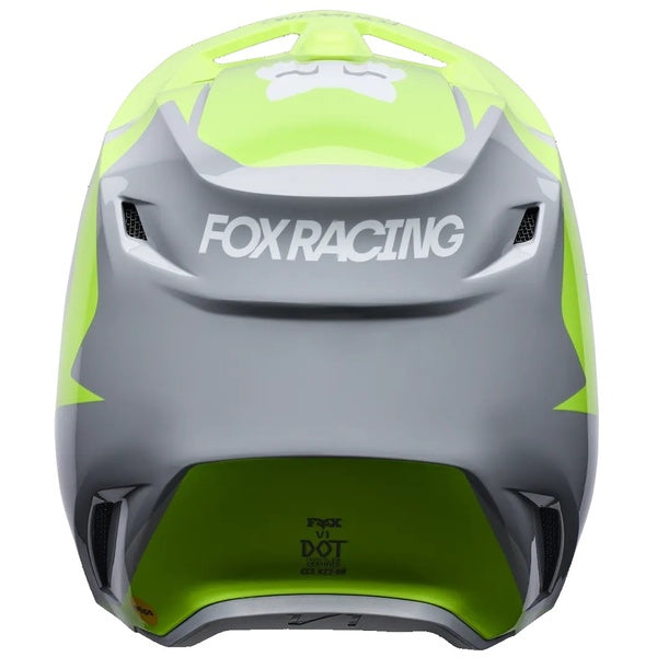 Casque de Motocross V1 Frame Gris/Vert de dos