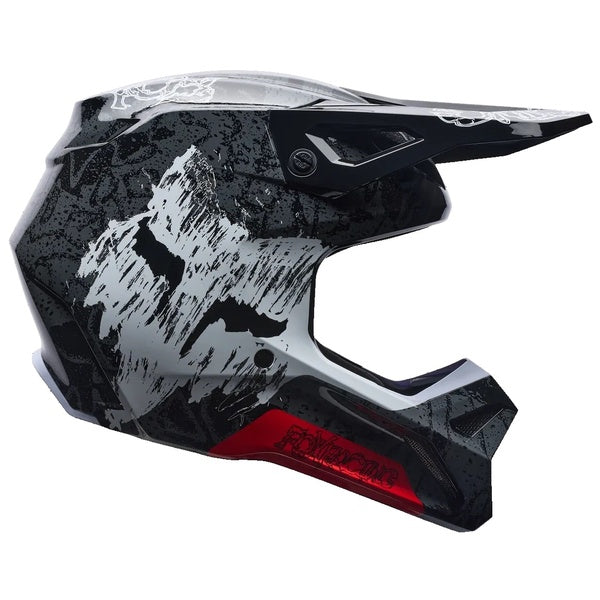 Casque de Motocross V1 Abyss Junior Noir/Gris/Rouge de gauche