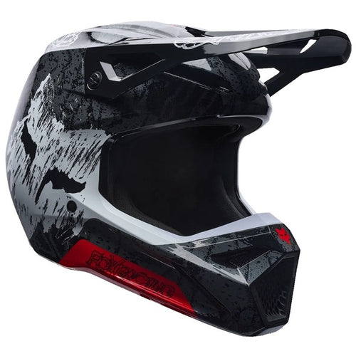 Casque de Motocross V1 Abyss Noir/Gris/Rouge incliné de face