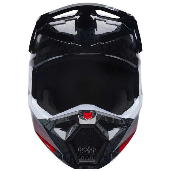 Casque de Motocross V1 Abyss Noir/Gris/Rouge de face