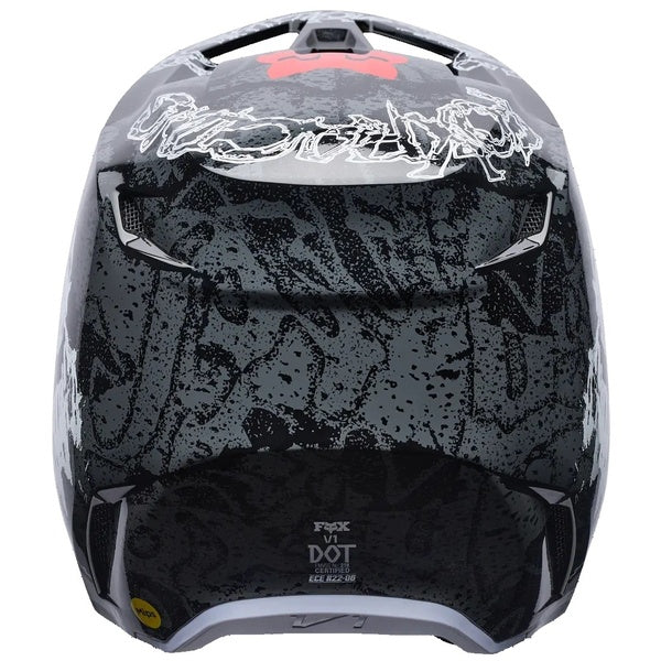 Casque de Motocross V1 Abyss Junior Noir/Gris/Rouge de dos