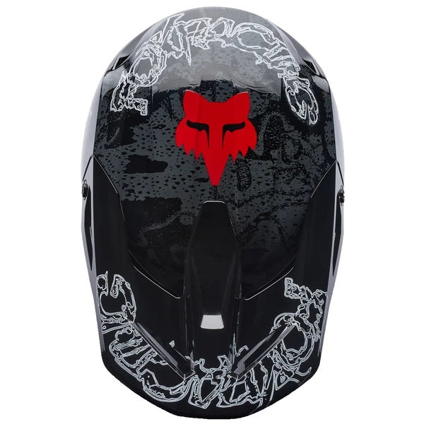 Casque de Motocross V1 Abyss Noir/Gris/Rouge de dessus