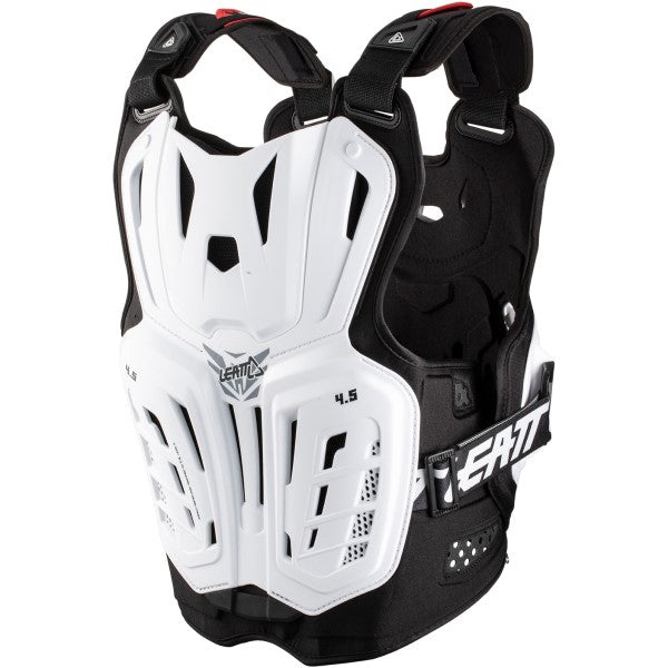Plastron de Motocross 4.5 Blanc incliné de dos à gauche