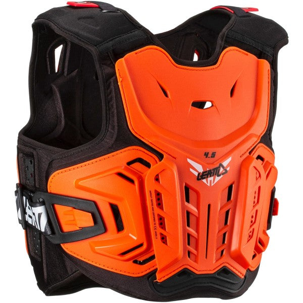 Plastron de Motocross 4.5 Junior Noir/Orange incliné de face