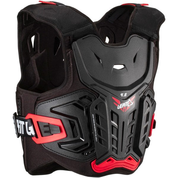 Plastron de Motocross 4.5 Junior Noir/Rouge incliné de face