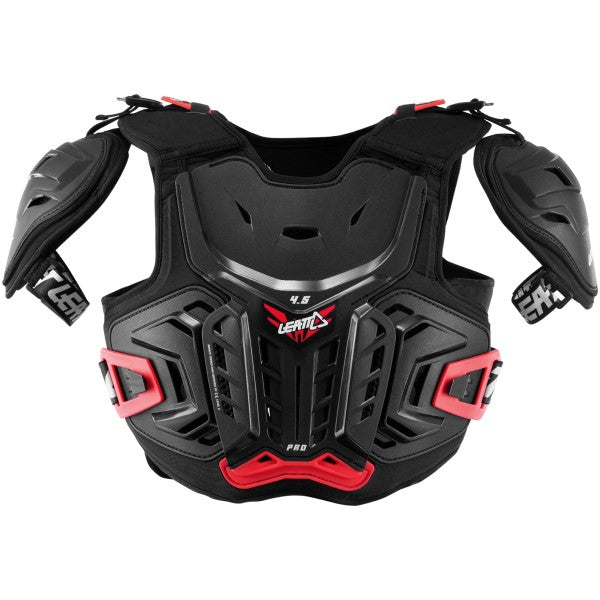 Plastron de Motocross 4.5 Pro Junior Noir/Rouge de face