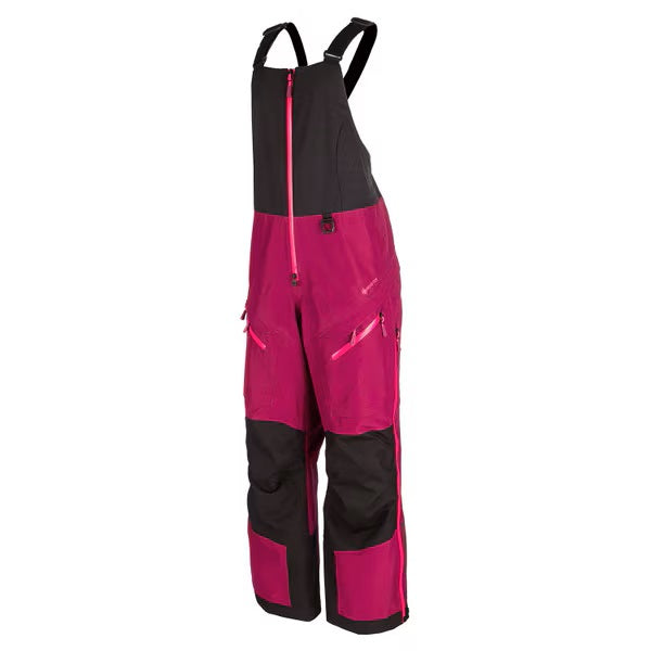 Pantalon de Motoneige Alpine BIB non Isolé Rose Noir, de face