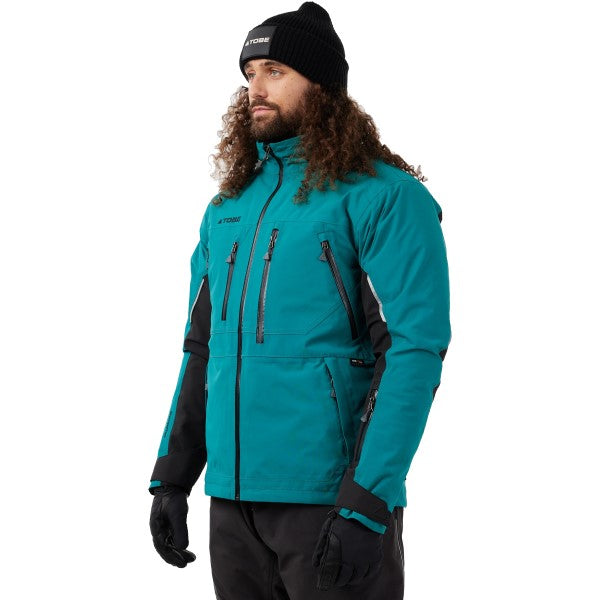 Manteau de Motoneige Iter V2 3 en 1 - Liquidation Turquoise Essayage Homme incliné de face