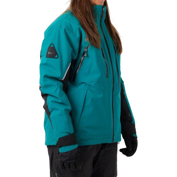 Manteau de Motoneige Iter V2 3 en 1 - Liquidation Turquoise Essayage Femme incliné de face