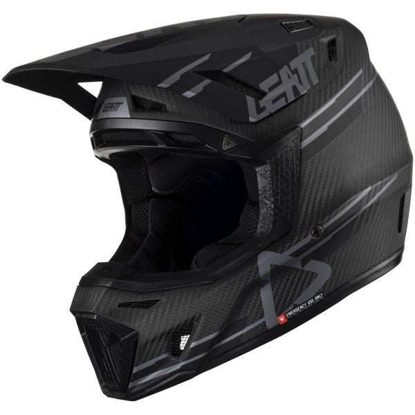 Casque de Motocross 9.5 avec Lunettes Noir/Carbone incliné de droite