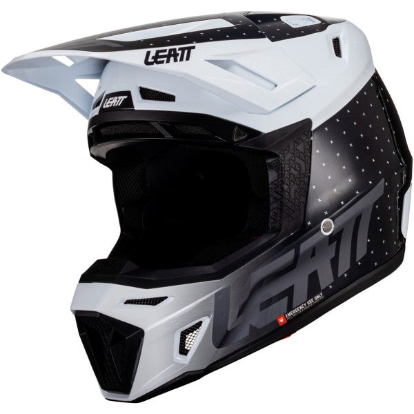 Casque de Motocross 8.5 avec Lunettes Blanc/Noir incliné de droite