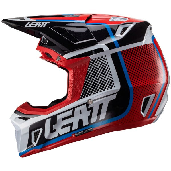 Casque de Motocross 8.5 avec Lunettes Noir/Blanc/Rouge de droite