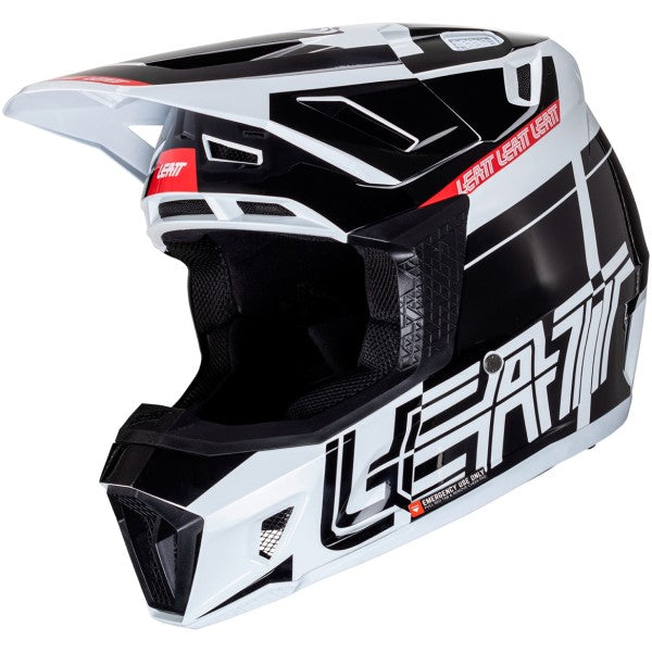 Casque de Motocross 7.5 V24 avec Lunettes Blanc/Noir incliné de droite