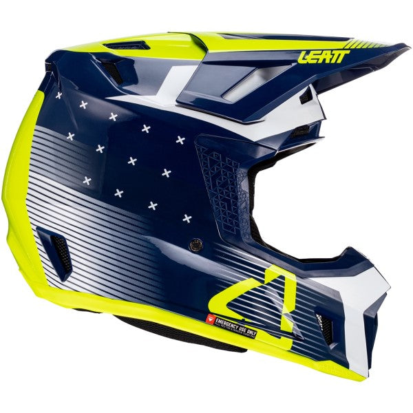 Casque de Motocross 7.5 V24 avec Lunettes Bleu/Jaune de gauche