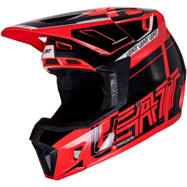 Casque de Motocross 7.5 V24 avec Lunettes Rouge/Noir incliné de droite